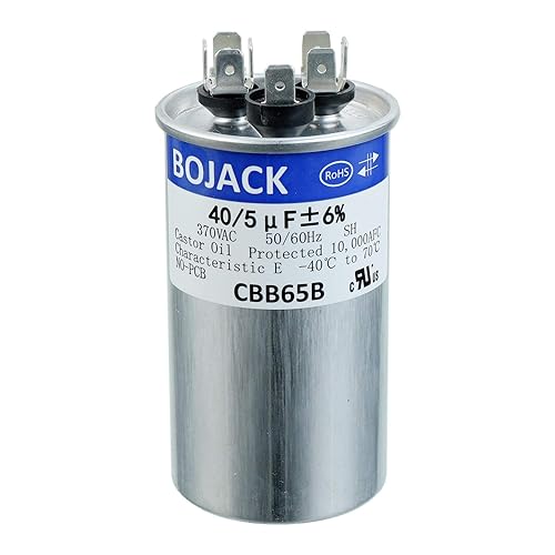 BOJACK 40+5uF 405MFD 6% 370V CBB65 Condensador de arranque circular de doble funcionamiento para funcionamiento de motor AC o arranque de ventilador