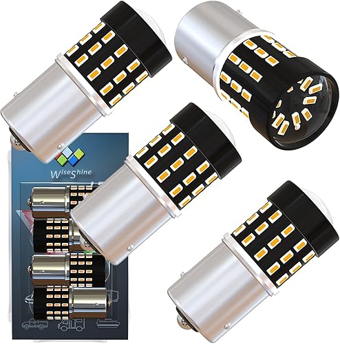 BAU15S PY21W 1156PY 7507 7510 9507 Bombillas LED súper brillantes color amarillo ámbar de 54 SMD 3014 12V-24V para indicadores de posición, luz de