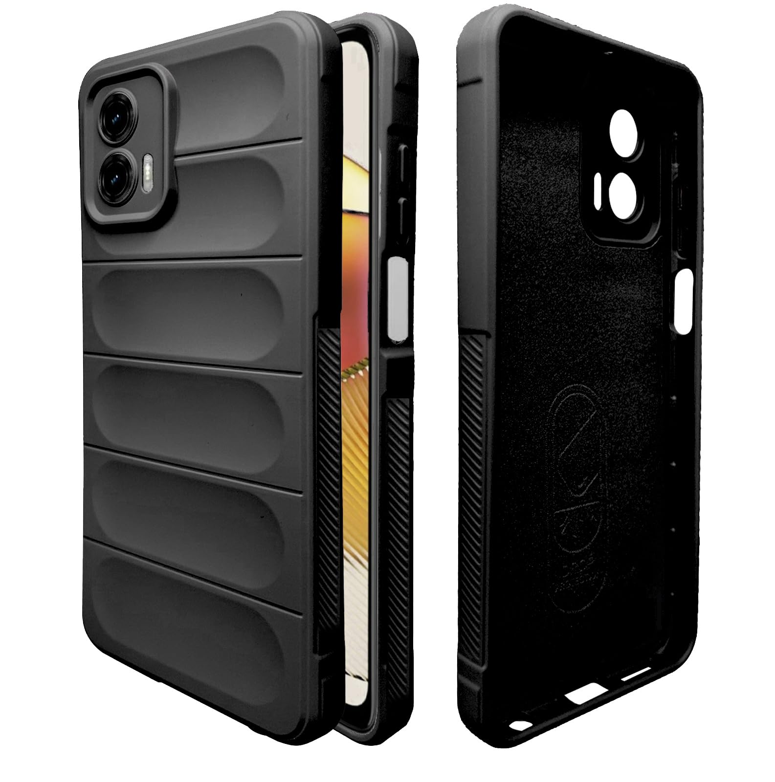 A rtistque Liquid Silicone Stripes Back Cover Case for Motorola Moto G34 / G45 5G | with Camera Protection | with Inner Fabric | Anti Slip Grip | AirBag Case - Black (B0D263LJN2) Amazon Price History, Amazon Price Tracker