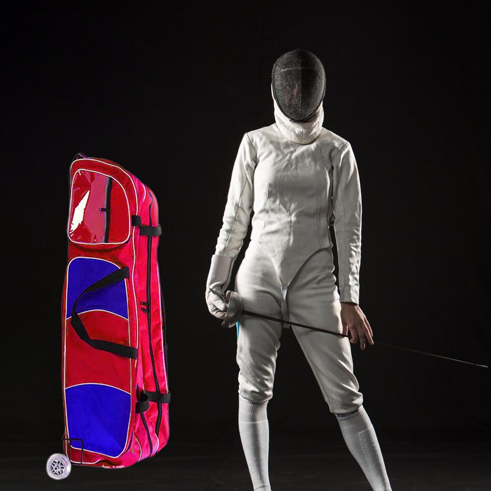 Perfeclan Sac d'escrime, Sac de Barre de Traction avec roulettes, Support en Tissu Oxford avec poignée, Sac d'escrime Roulant, Sac de Voyage pour l'entraînement
