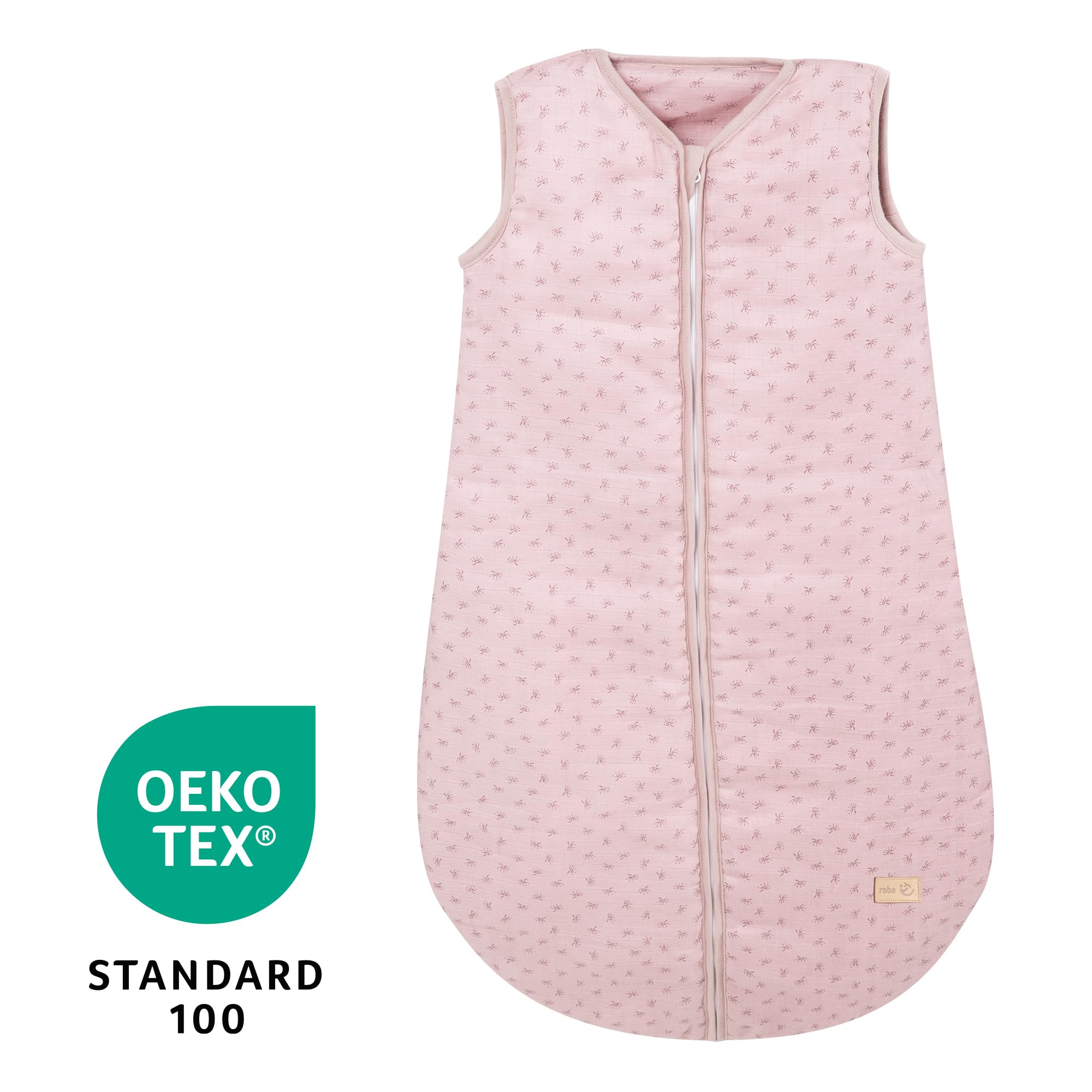 roba Babyschlafsack Lil Planet für Neugeborene - 90 cm - Ganzjahres Schlafsack aus Bio Baumwolle - Musselin GOTS - Rosa / Mauve