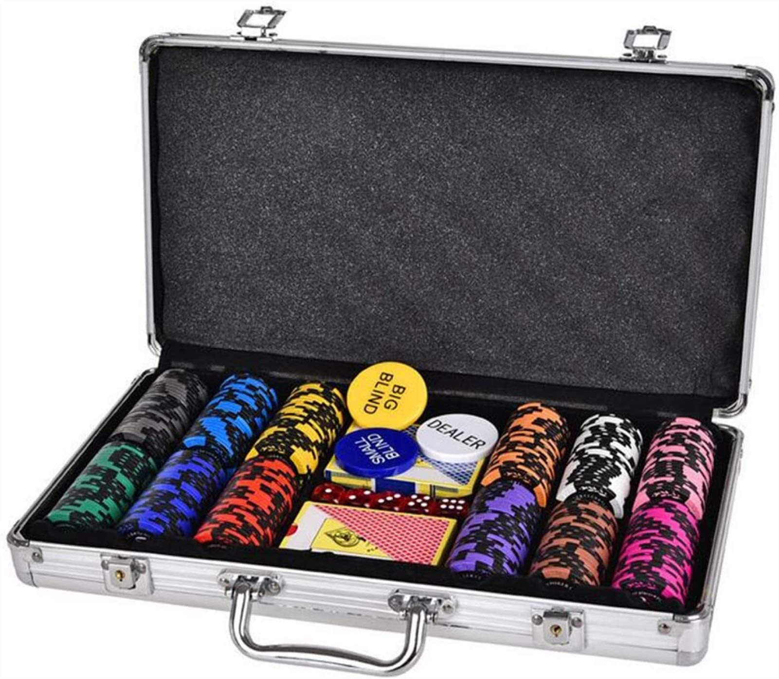Abcoll Set De Chips De Póquer, Casino Póker Chips Casino 14 gram Chips Compuestos X300pcs, con Estuche De Aluminio, Terraza De Cartas, Dados Texas Holdem Blackjack Chips De Juego (Color : 300pcs)