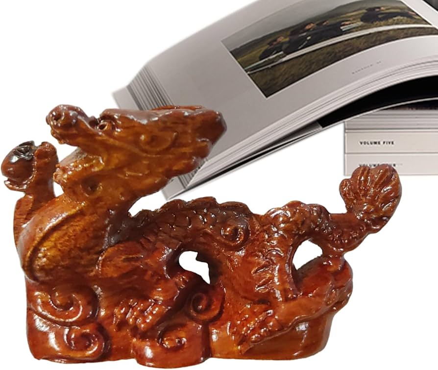 手彫】緑色の木製ドラゴン面