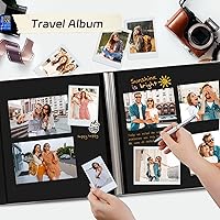 Vista 4 de RECUTMS Álbum de Fotos Autoadhesivo para Fotos 4x6 5x7 8x10 Tamaños Álbum de Fotos Scrapbook Hecho a Mano 30 Páginas Cuero con Textura de Botón