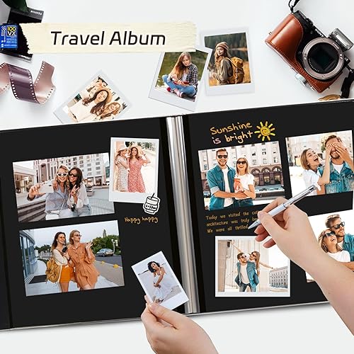 Miniatura 5 de RECUTMS Álbum de fotos de 30 páginas para fotos de 4 x 6, 5 x 7, 8 x 10 pulgadas, páginas autoadhesivas de cuero, con botones, álbum de fotos de