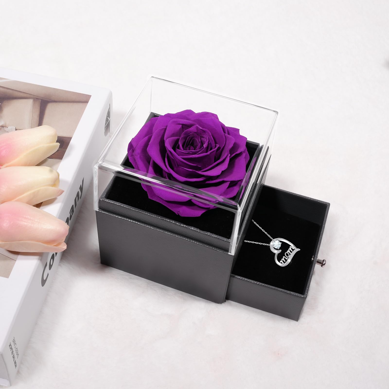 Festa della Mamma Idee Regalo, Rosa Eterna con Collana Argento 925, Migliore Mamma del Mondo, Rosa Stabilizzata Vera, Regalo Mamma Compleanno, Festa della Mamma dal Daughter
