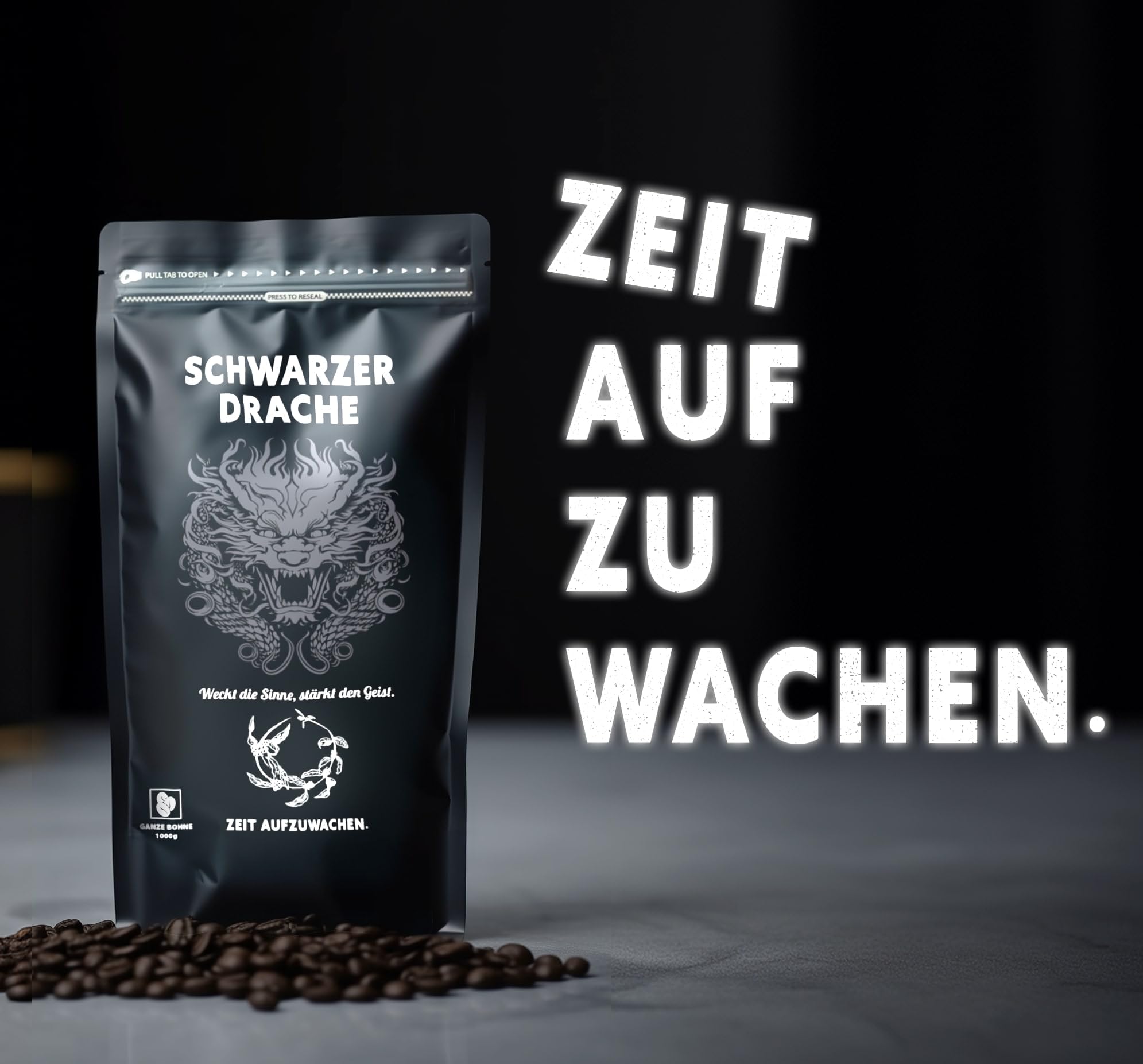 Schwarzer Drache Espresso 1kg 100% Robusta - Geröstete Kaffeebohnen extra stark - Sehr kräftiger und vollmundiger Kaffee mit hohem Koffeingehalt - Sehr starker Espresso (Packung mit 2)