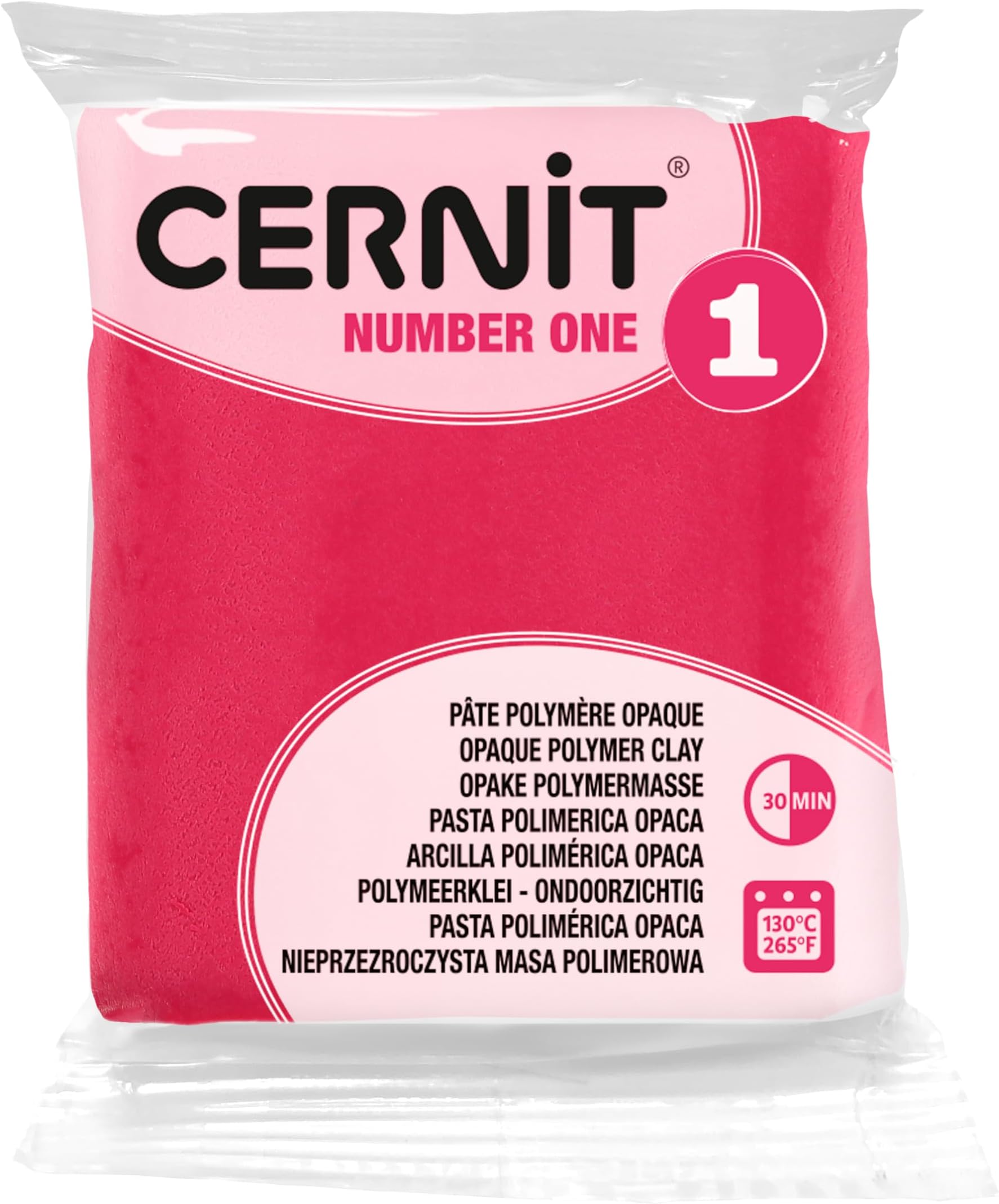 CERNIT CE0900056481C - A Pack of Polymer Clay Block - Number One Range - Modelling and Baking Clay - Raspberry Colour - 56 g Block - Manufactured in Belgium