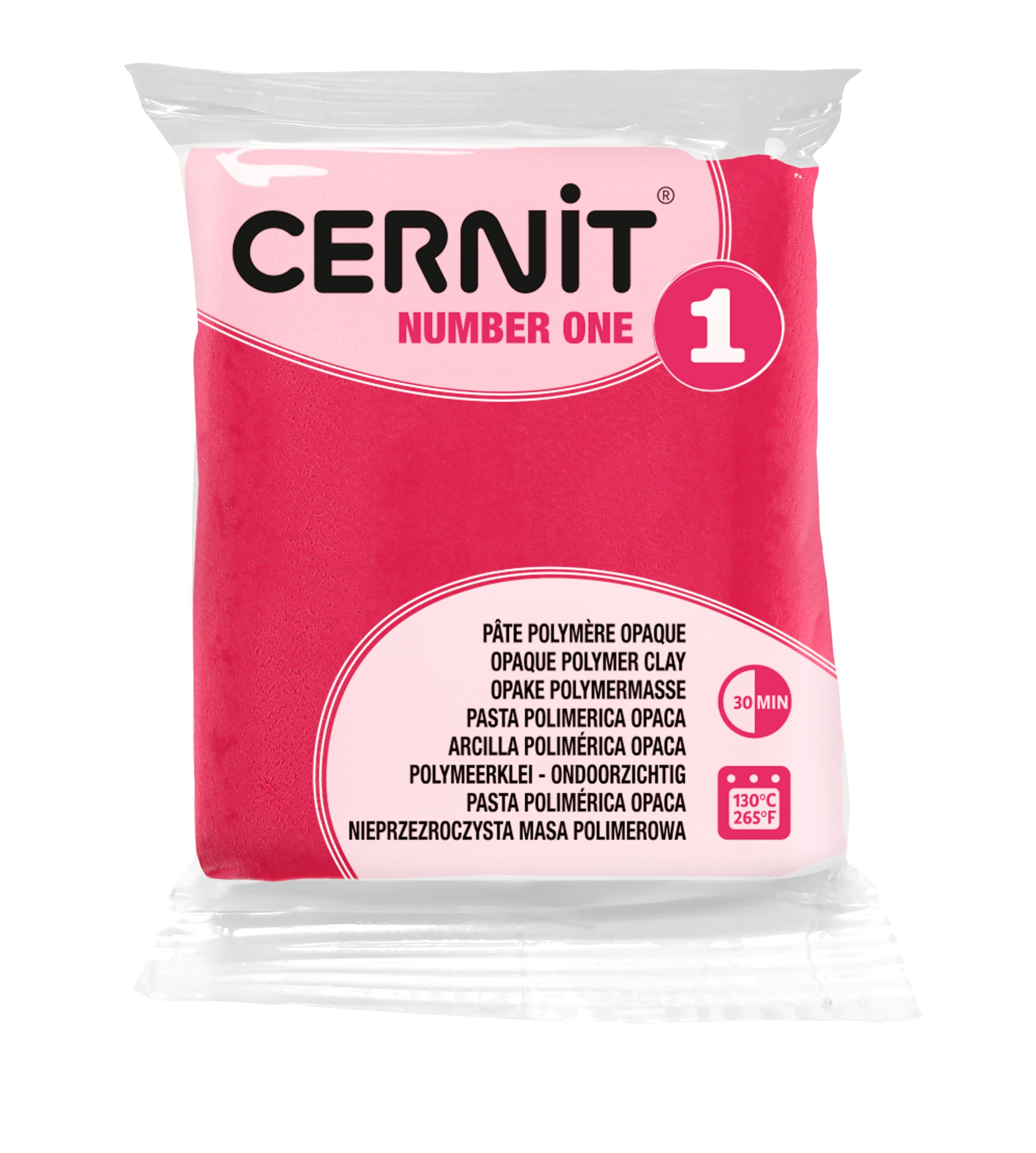CERNIT CE0900056481C - A Pack of Polymer Clay Block - Number One Range - Modelling and Baking Clay - Raspberry Colour - 56 g Block - Manufactured in Belgium