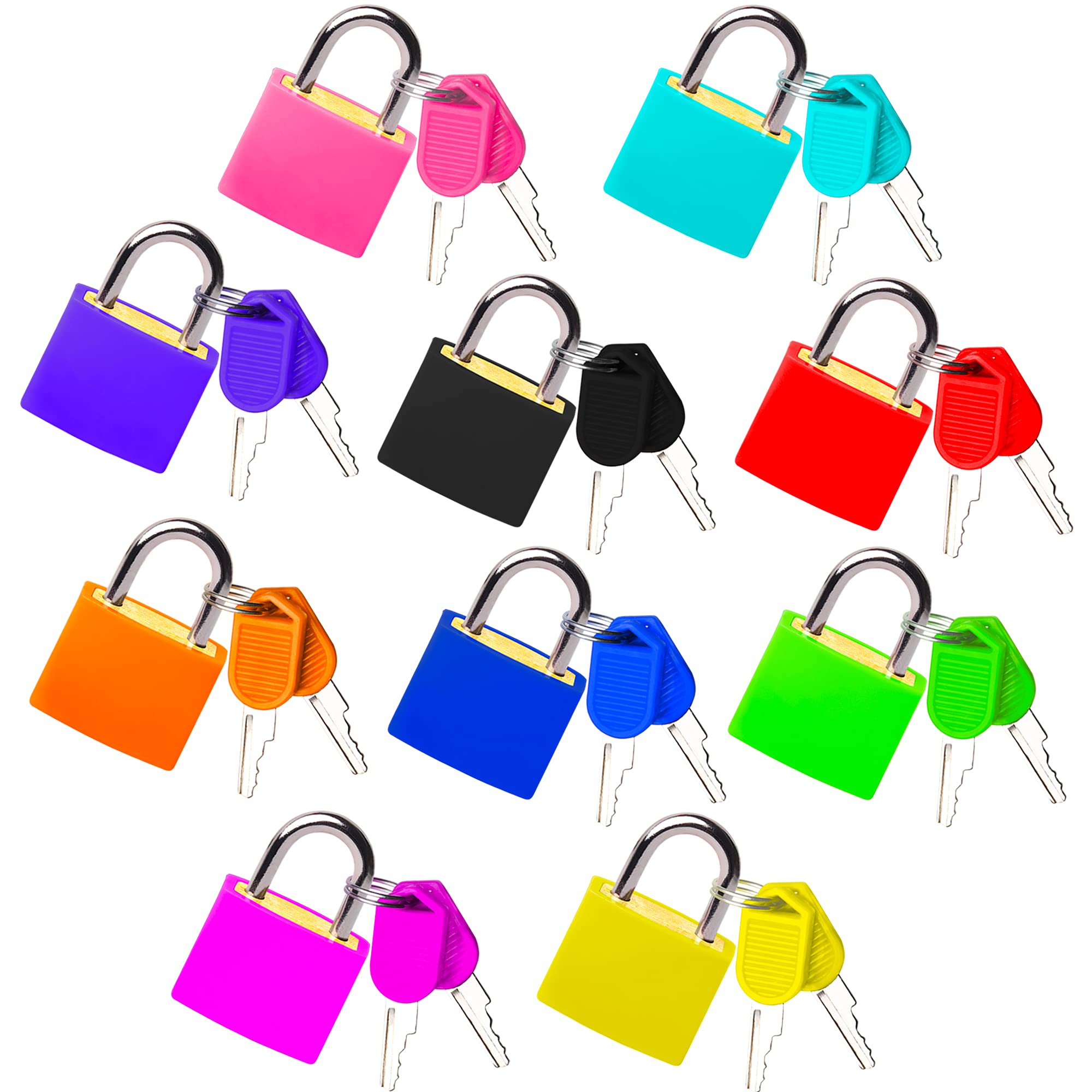 Small Padlock 10 Pack Colorful Mini Suitcase Locks with Keys for Luggage Padlocks Backpack Locks Small Locker Lock Classroom Matching Game and More
