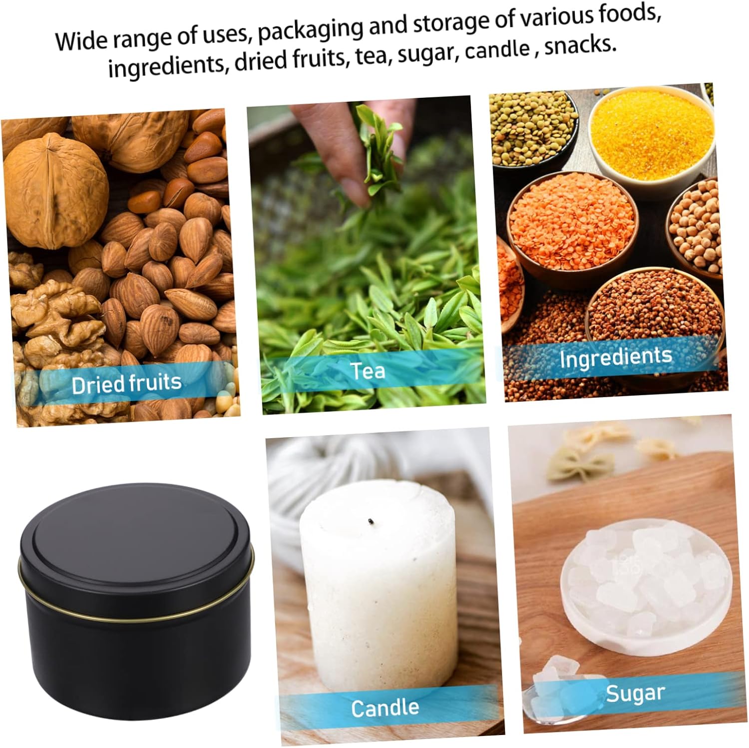 9pcs Black Tinplate Candle Empty Tin Container for DIY Handmade Use