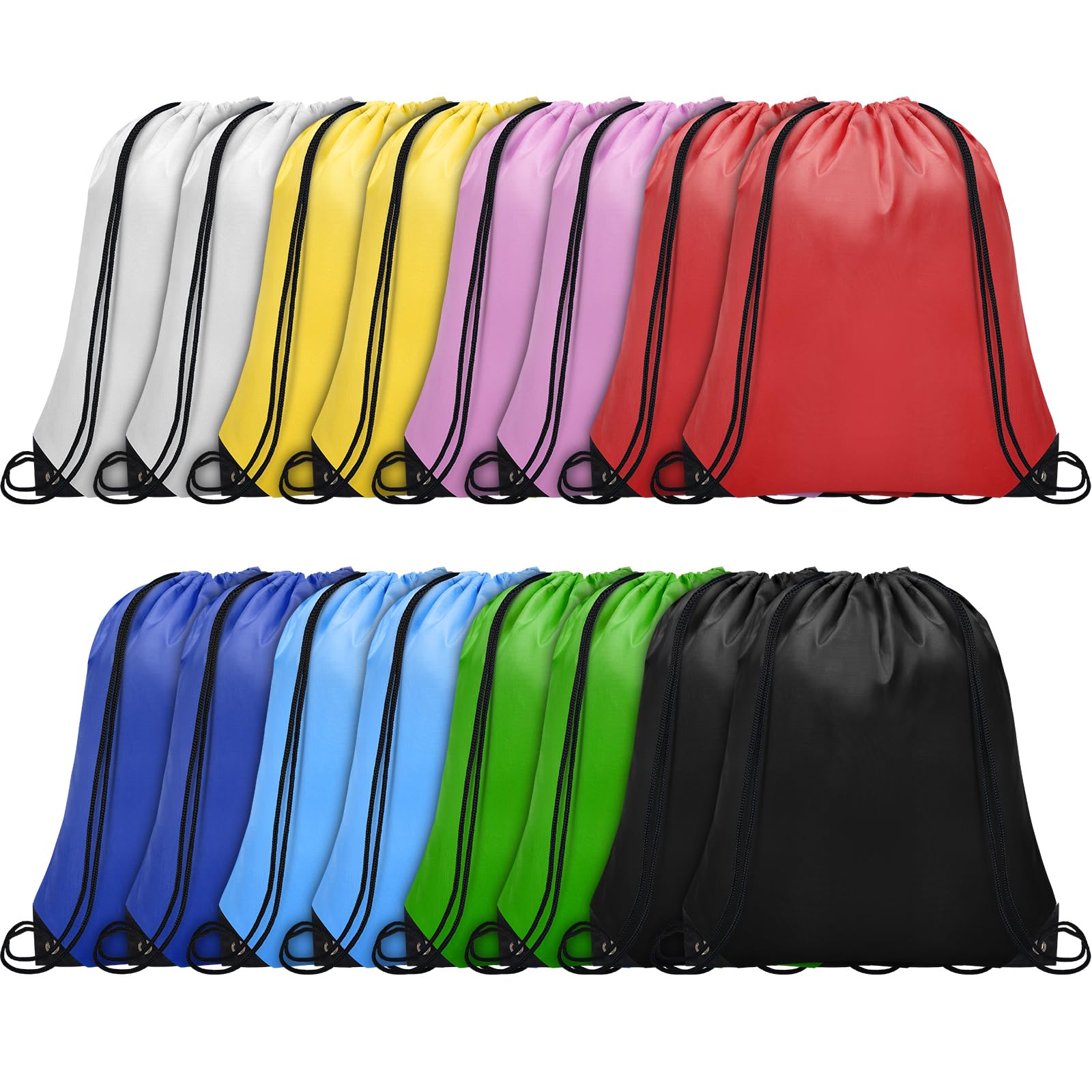 Grneric 16Pcs Drawstring Bags Bulk Cinch Bag, Polyester String Bag Drawstring Backpack for Trip Party Camping Sports Gym Yoga（Classic）