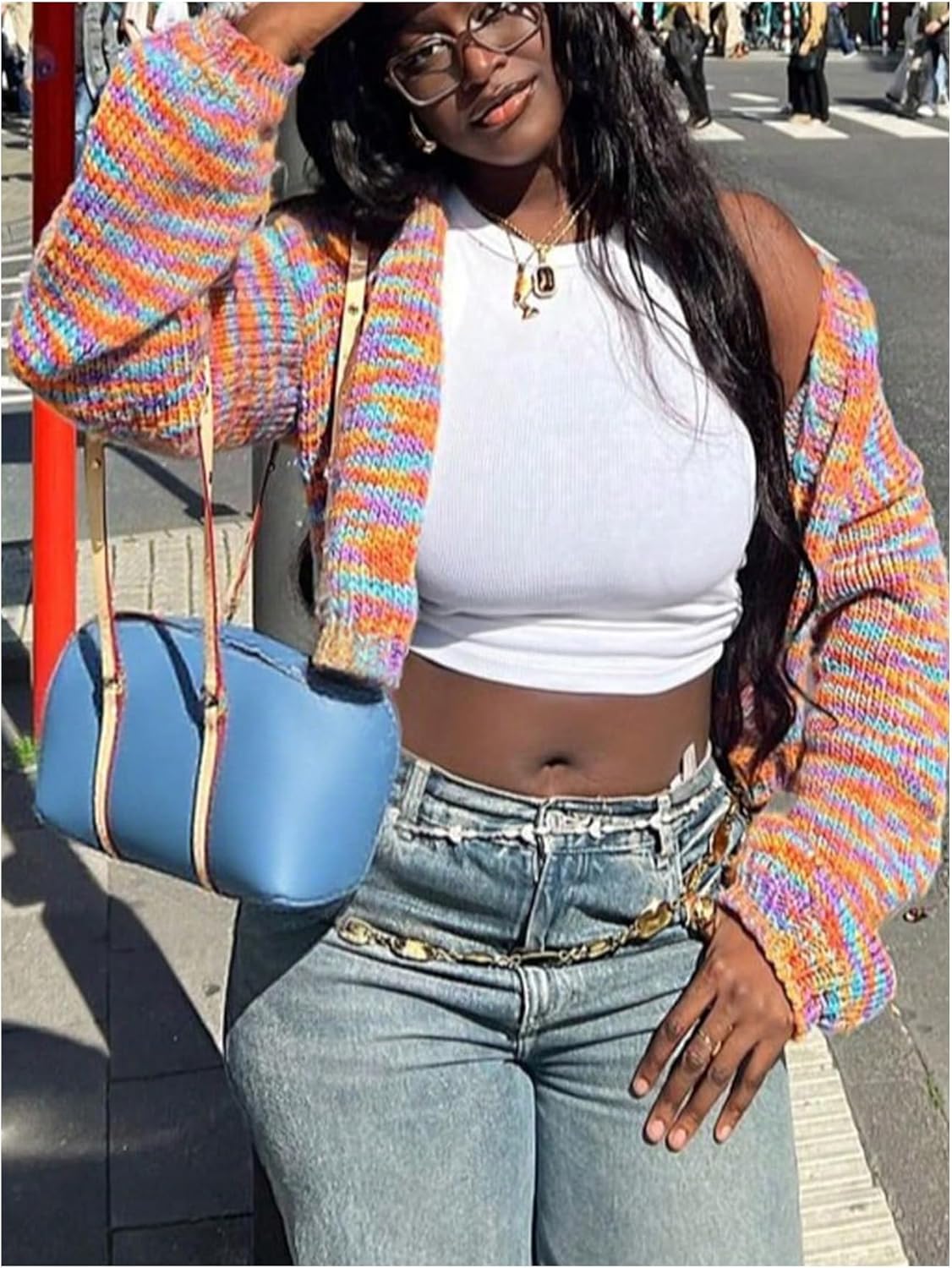 Milumia Women's Striped Knit Cardigan Sweater Y2k Open Front Long Sleeve Going Out Cardigans - Image 5