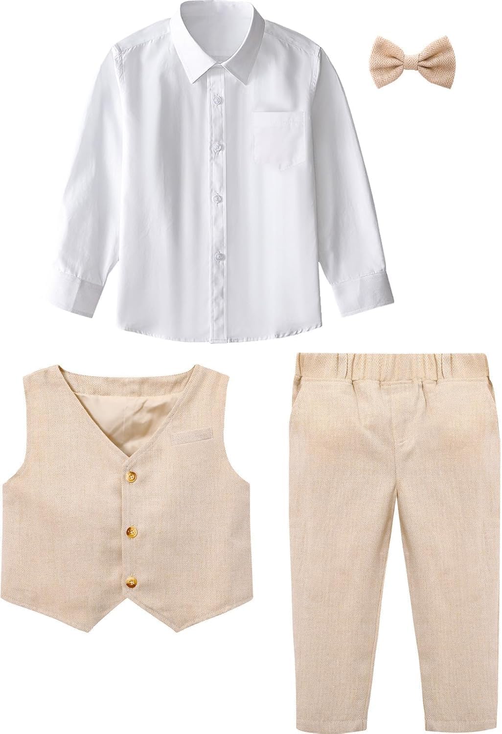 A&J DESIGN 4pcs Baby & Toddler Suit, 12 Months - 5T, Shirt & Pants & Vest & Bow Tie