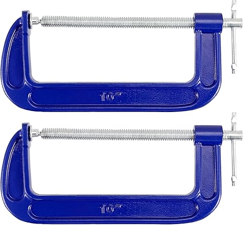 Paquete de 2 abrazaderas en C, abrazaderas C de hierro maleable, mango de barra en T resistente con abrazadera en C para carpintería, metalurgia,