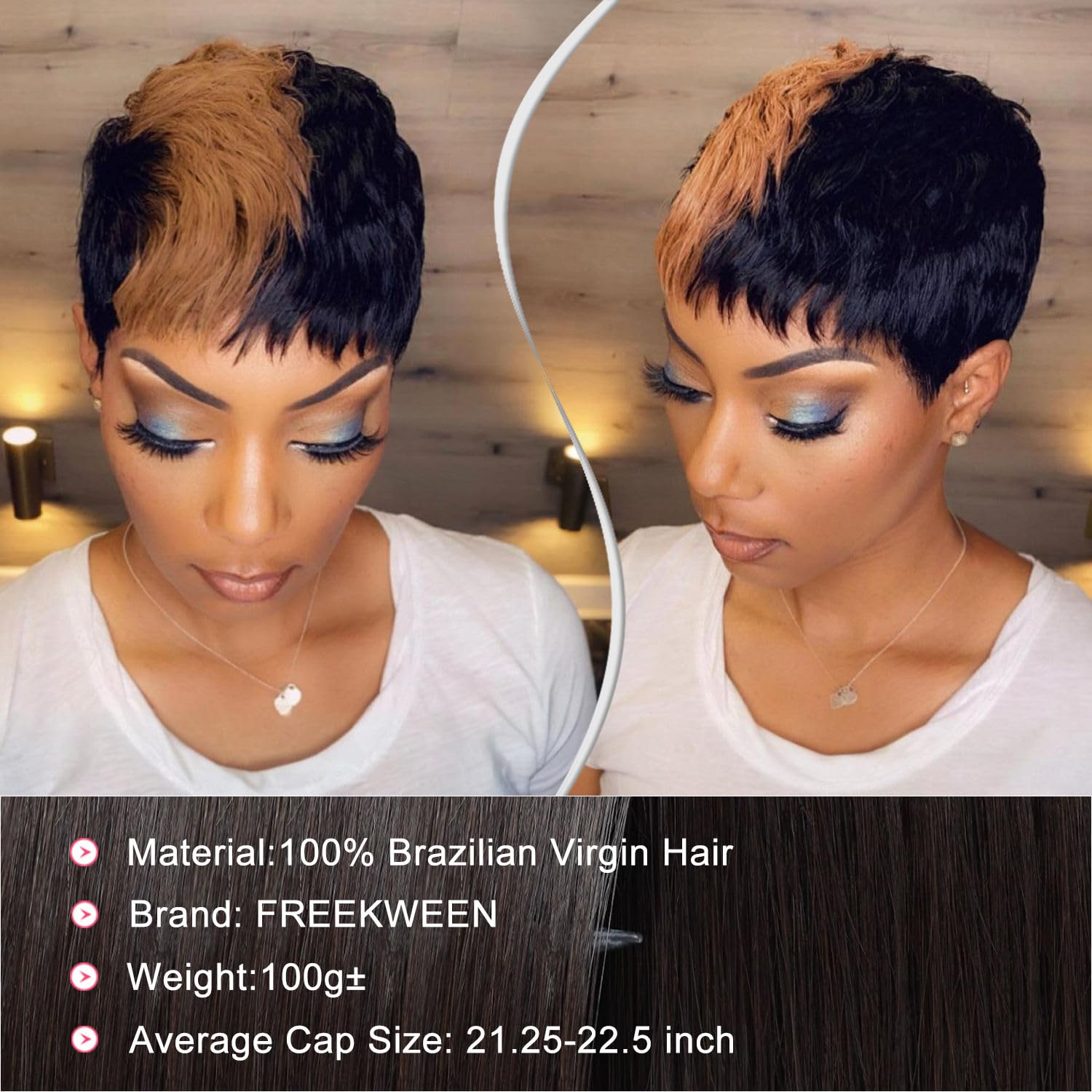 Short Pixie Cut Wig Brazilian Virgin Human Hair Glueless Daily Wear Amazon.com : SAEIALL Short Pixie Cut Wig for Women Human  main image 4