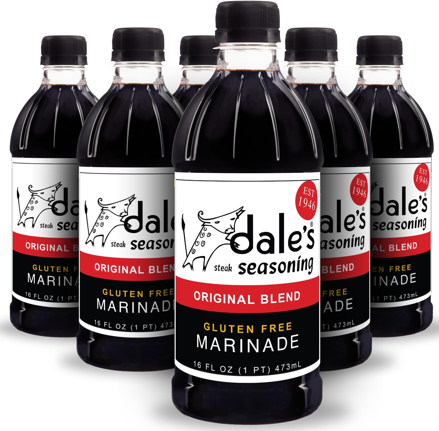 Original Steak Seasoning By Dale's, Gluten Free, No Cholesterol | Delicious on All Meats, Fish, and Vegetables | 16 oz Bottle (6 Pack) | No Long Marinating, Savory Blend of Exotic Spices!