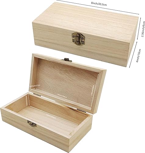 Miniatura 5 de 2 cajas de madera sin terminar, pequeñas cajas de regalo de madera con tapas, pequeña caja de madera para pintar, cajas de joyería de madera y caja