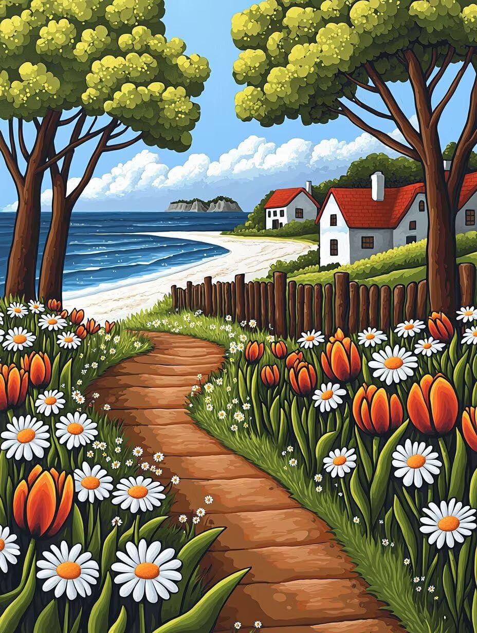 WEISHIWE Cabane marine Peinture Numero Adulte Kits, 80x100cm m-993