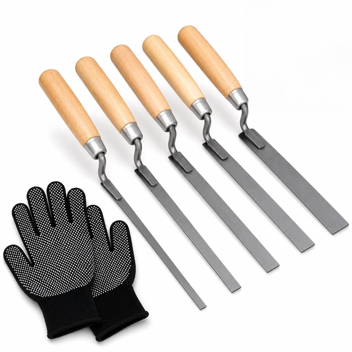 5Pcs Pointing Trowel Set, 6/8/ 10/12/ 14 mm Steel Finger Pointing Trowel