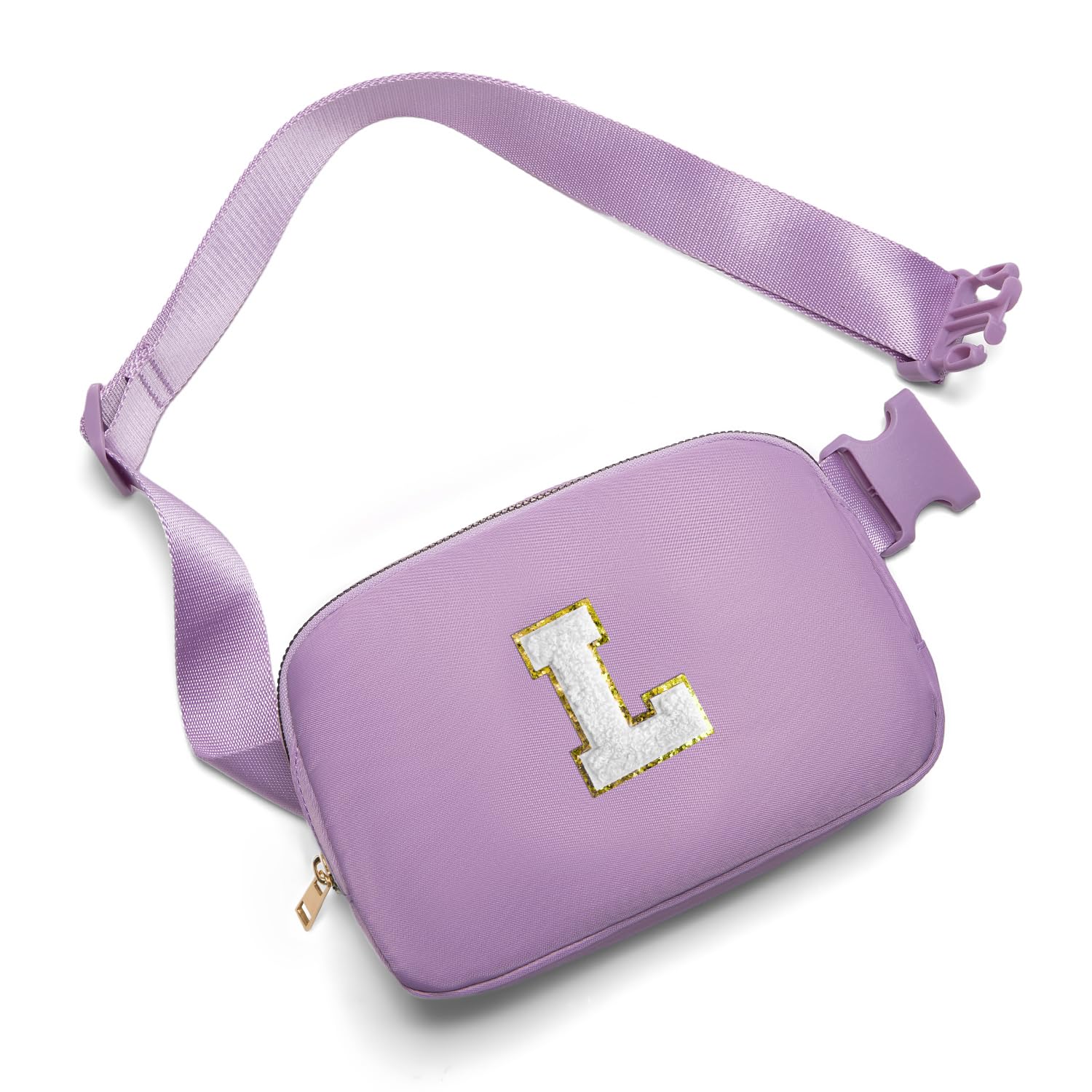 Gitus Birthday Gifts for 8 9 10 11 12 13 Year Old Girls Personalized Fanny Pack Crossbody Bags with Initial Letter Patch Belt Bag for Teen Girls Cute Trendy Stuff Travel Essentials (Lavender-L)