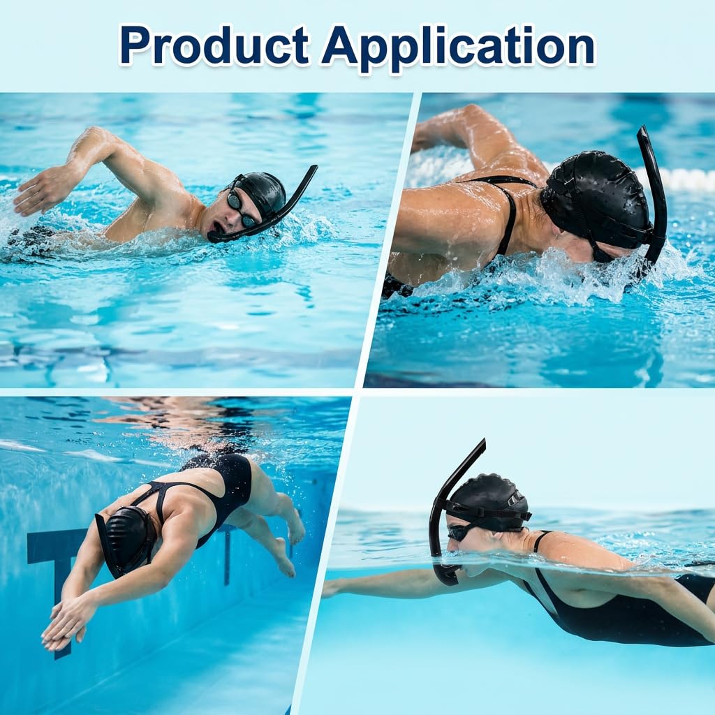 Tuba da nuoto frontale professionale per adulti, punta in silicone morbido con valvola di spurgo a senso unico, ideale per l'allenamento di triathlon e nuoto, cinghia regolabile e confortevole