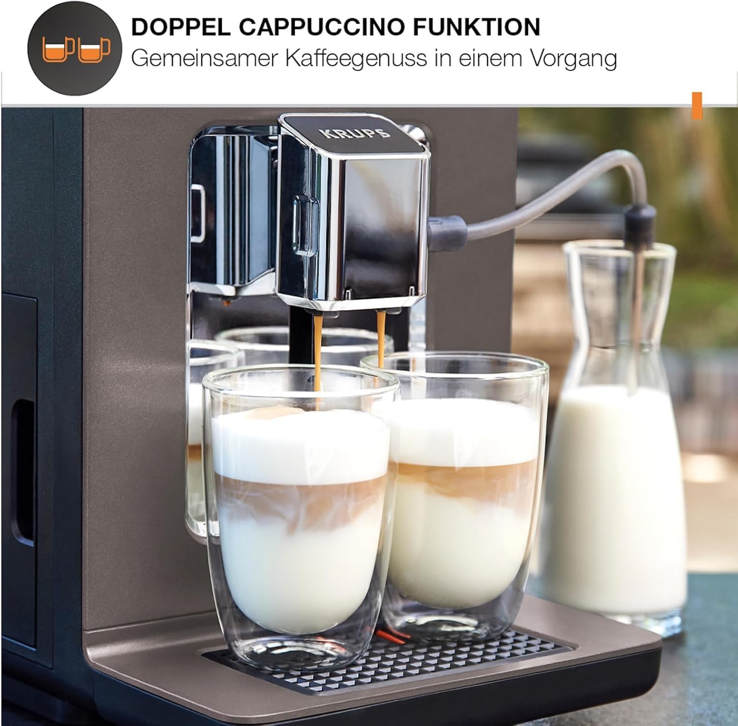 KRUPS Evidence One Kaffeevollautomat mit Milchschlauch, One-Touch-Cappuccino, 12 Getränkespezialitäten, 2-Tassen-Funktion, Farbdisplay, Kaffeemaschine, TÜV-Siegel, Schwarz, EA895N10 - 2