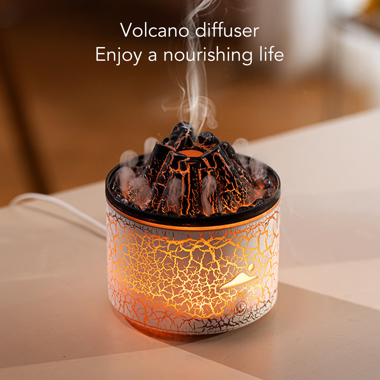 Diffuseur Volcanique D'huiles Essentielles, Diffuseur Humidificateur Volcanique, 5 V 180 ML, Arrêt Automatique Relaxant, Humidificateur Chaud D'aromathérapie, Diffuseurs de (White)