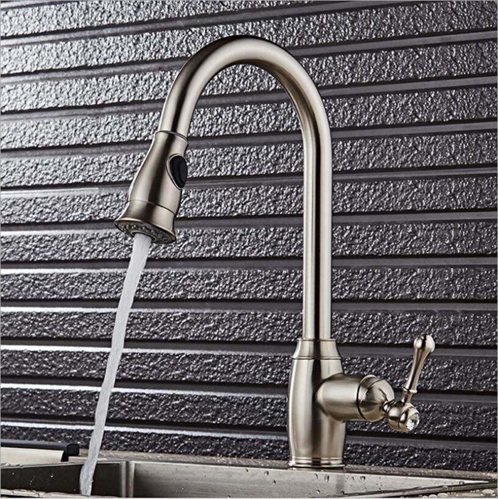 ZYCHSJXA Pull Out Kitchen Faucet Chrome∕Nickel∕Black Sink Mixer Tap 360 Degree Rotation Taps Tap,Nickel