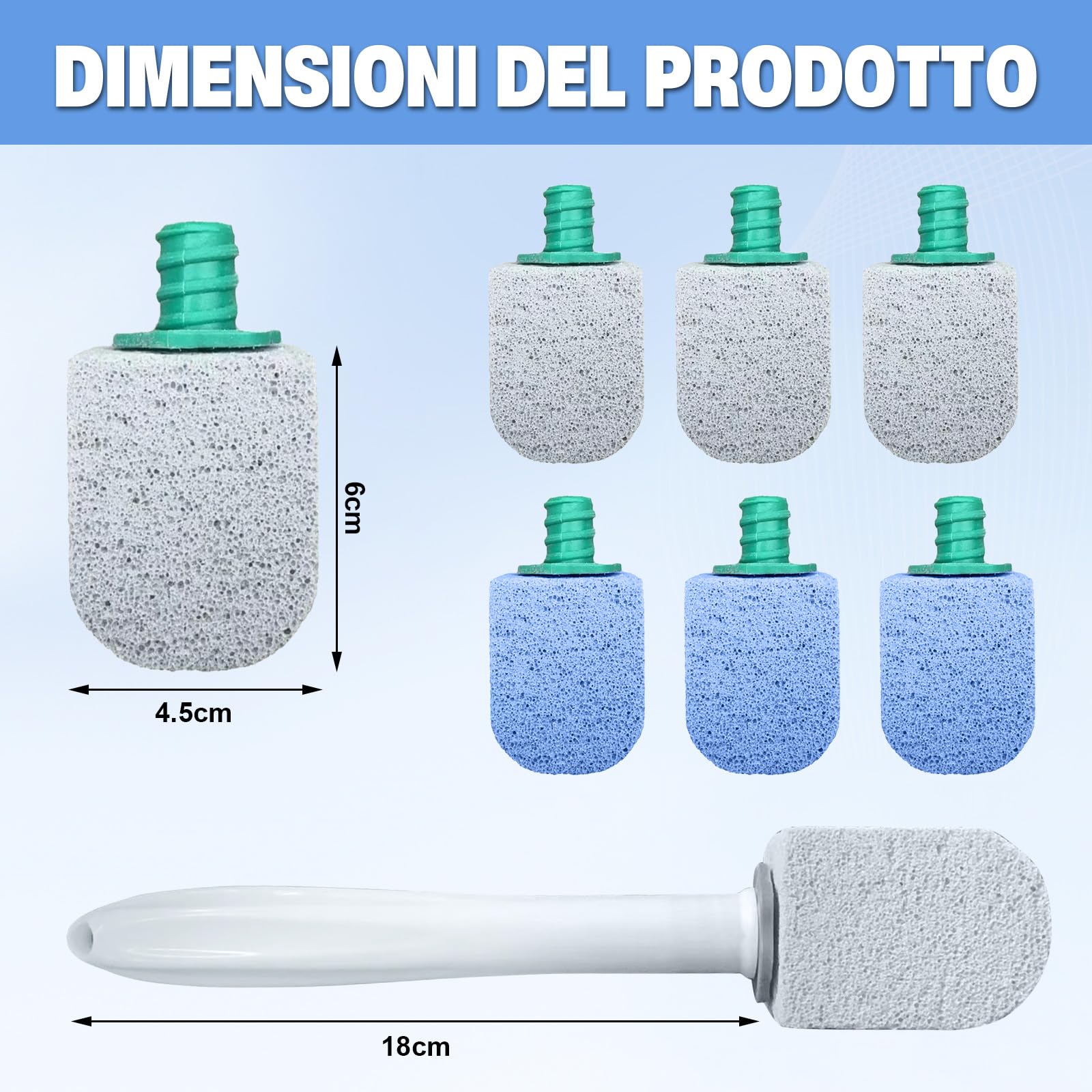 Scettar Pietra Pomice per WC, 6 Pezzi Pietra Pomice Naturale Pulizia con Manico, Pomice a Testa Tonda Può Essere Utilizzato per Pulire Le Macchie in Bagni, Toilette, Lavello (Grigio Blu)
