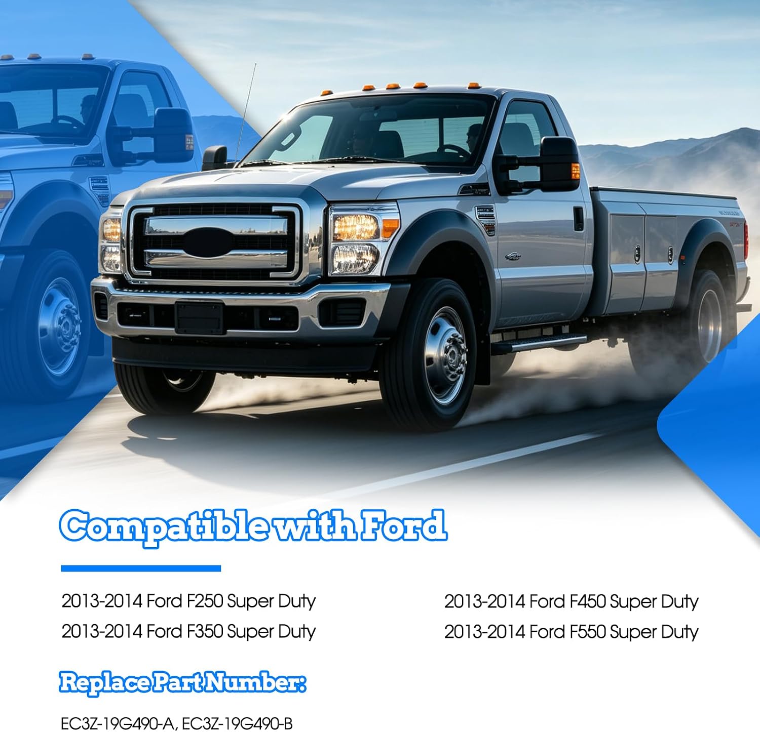 Rear View Backup Reverse Camera Compatible with Ford F250 F350 F450 F550 Super Duty 2013 2014, Safety Parking Back Up Assist Camera Replace Number EC3Z-19G490-A
