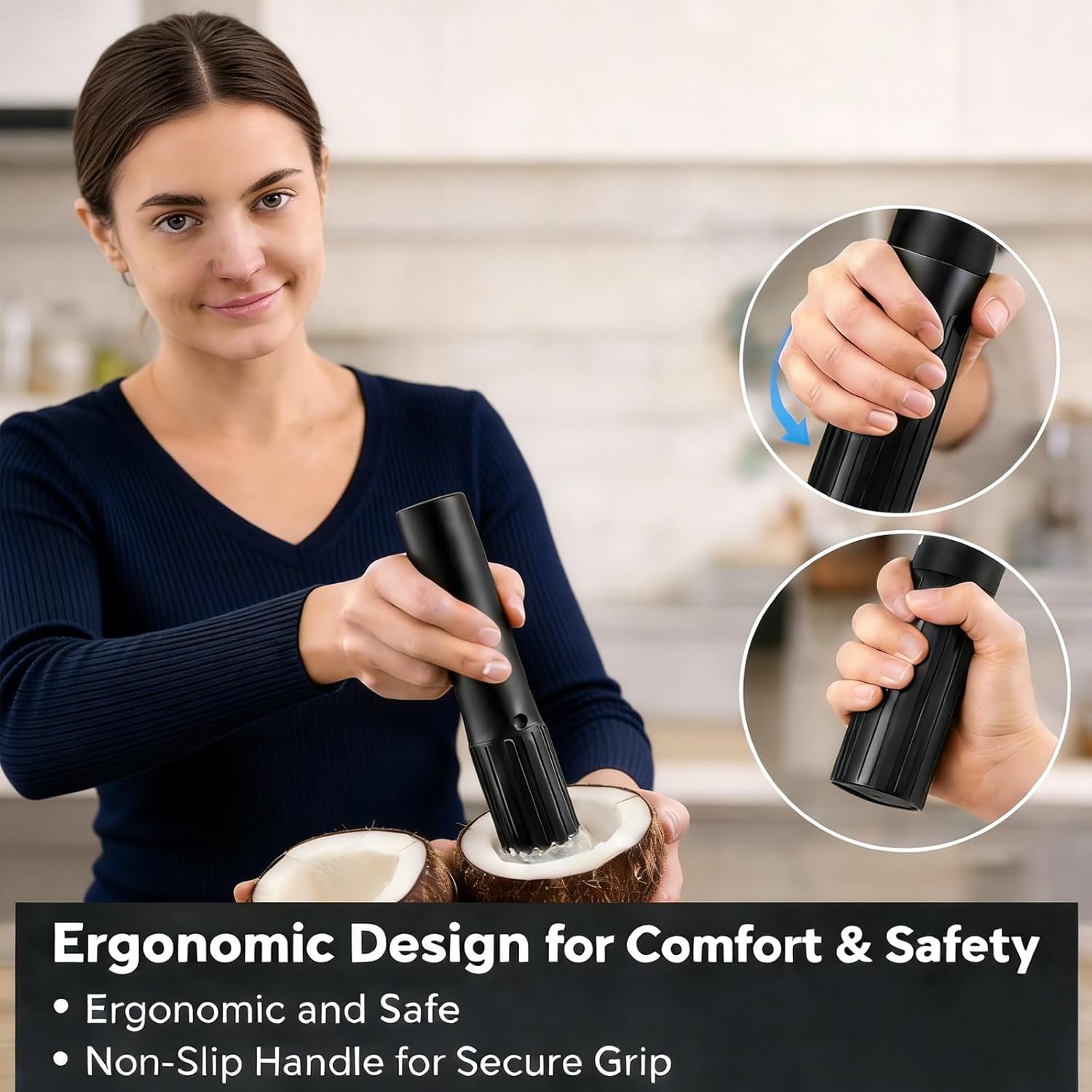 Electric Coconut Grater Machine with Stainless Steel Blades, Efficient, Splash-Proof Handheld Coconut Shredder for Home & Commercial Use, Ideal for Making Coconut Milk, Desserts (Green)