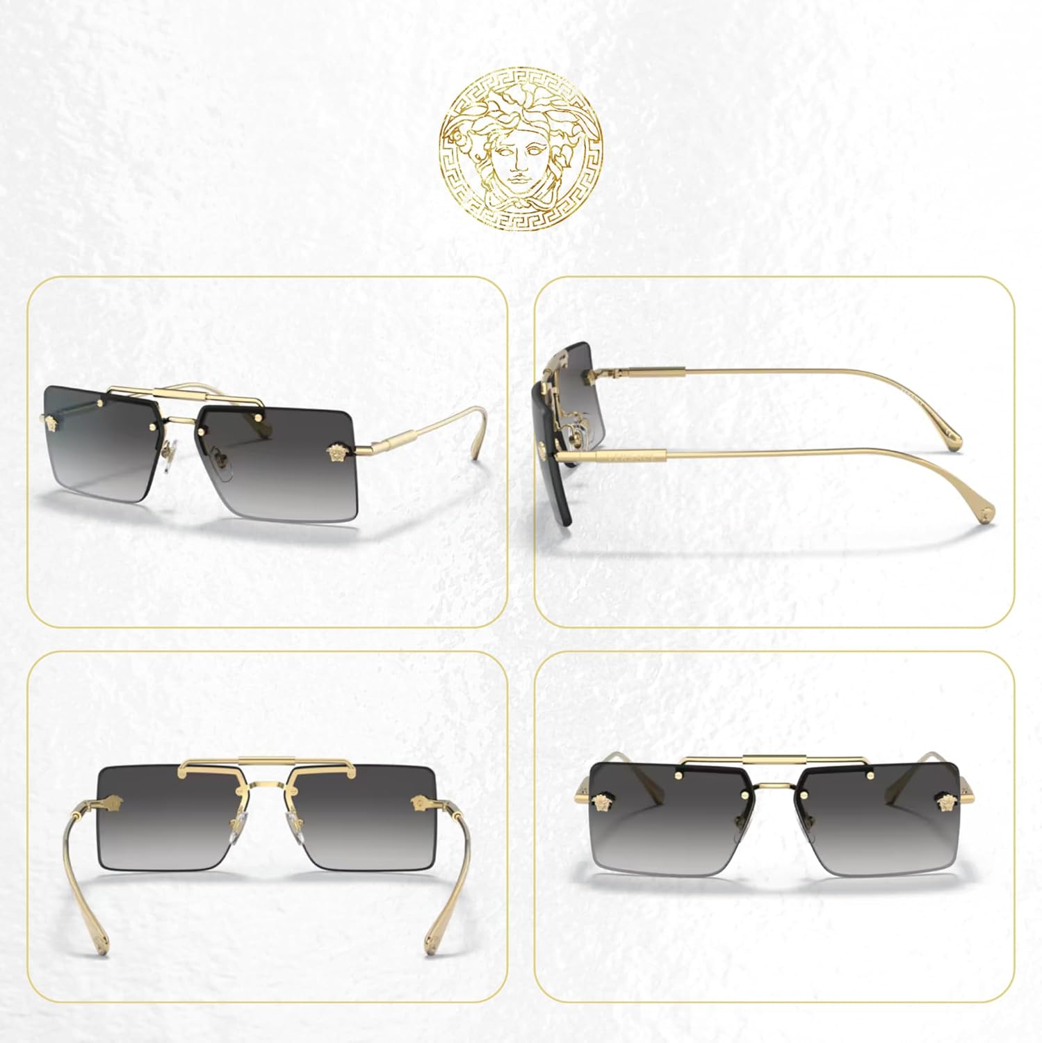 Versace VE2245 Rectangular Sunglasses for Women +BUNDLE with ACCESSORY EYEWEAR KIT - Image 3