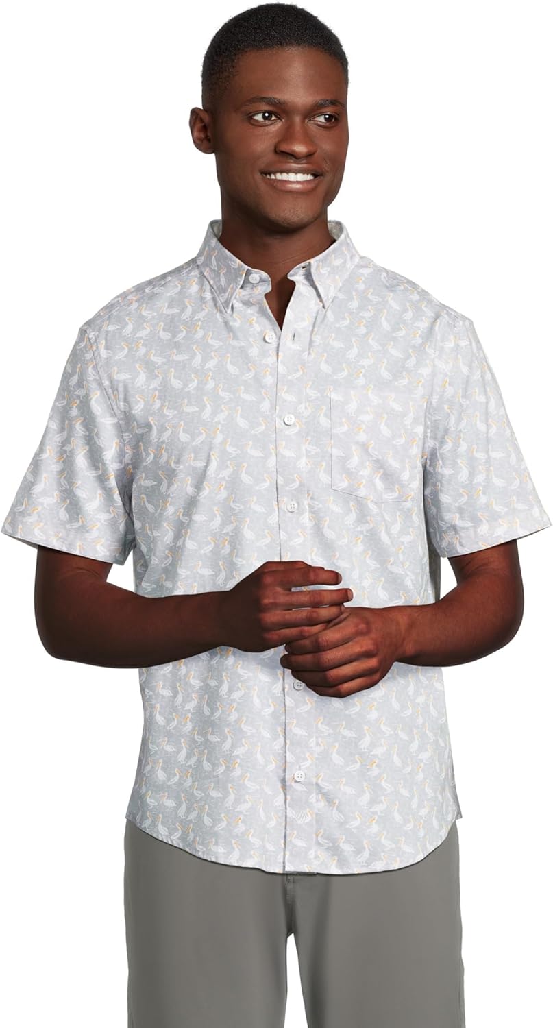 Johnston & Murphy Men's Short Sleeve Pelican Print Shirt