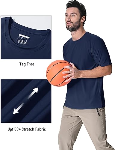 Miniatura 5 de TACVASEN Camisetas de protección solar UPF 50+ para hombre, de manga corta, protección solar UPF 50+, secado rápido, para pesca, natación, atletismo