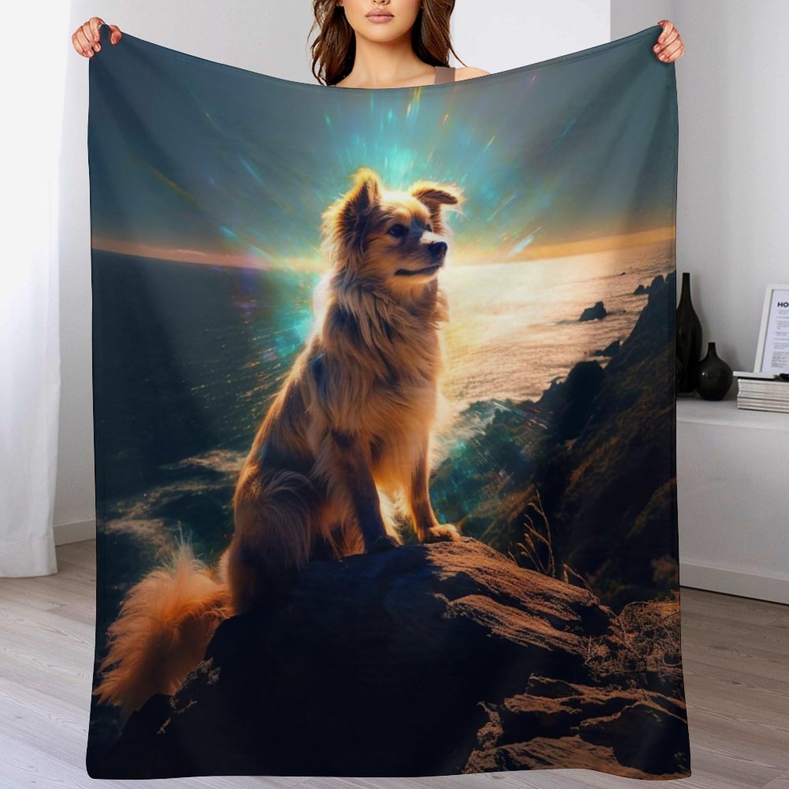 Couverture cute chien anti-froid - Plaid flannel moelleux pour protéger votre canapé-lit