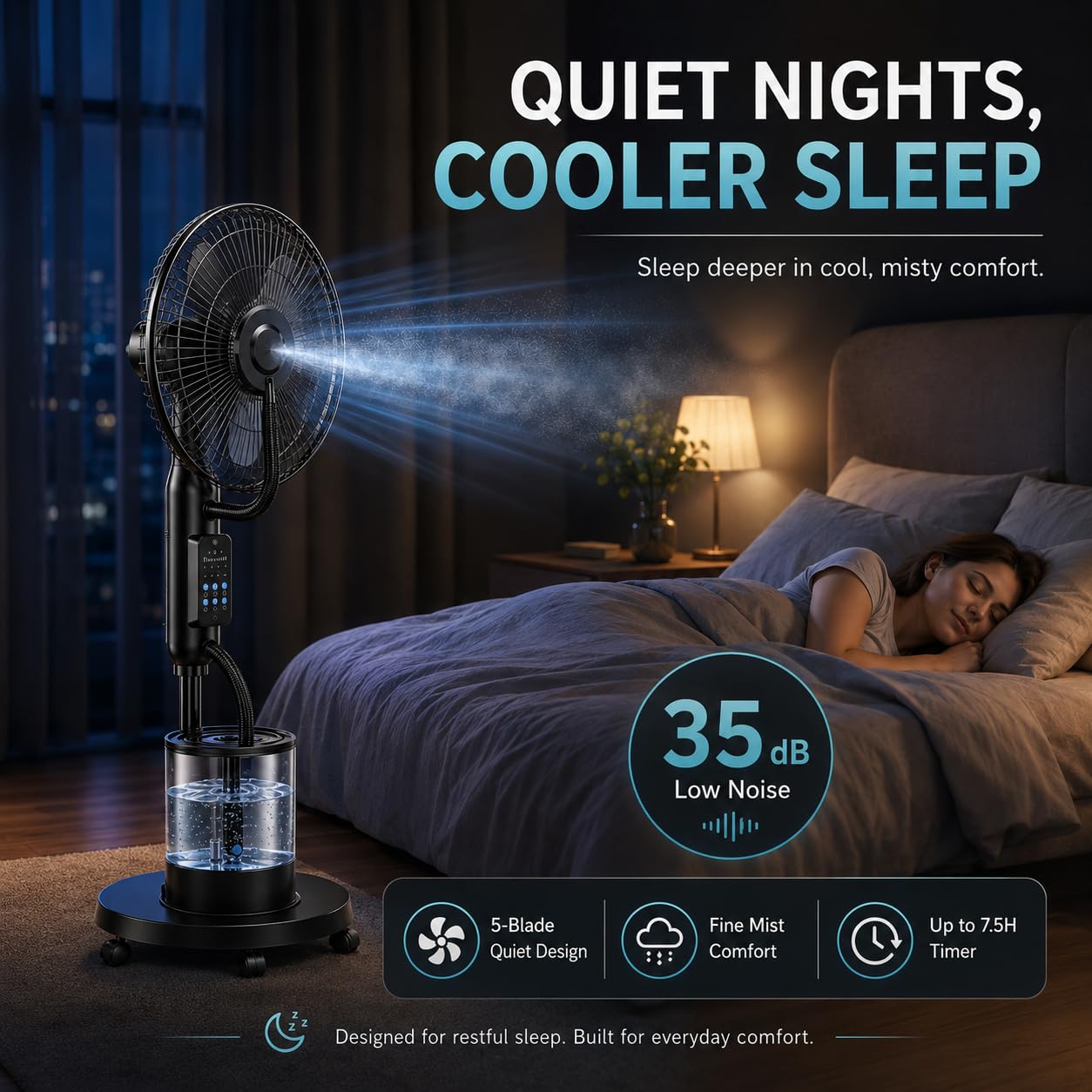 Ventilatore a Piantana Nebulizzatore 4L 2026 con Telecomando, 5 velocità | Ampio Serbatoio Acqua, 3 Modalità Raffreddamento per Casa, Camera, Ufficio, Soggiorno, Garage, Terrazza, Estate Esterni