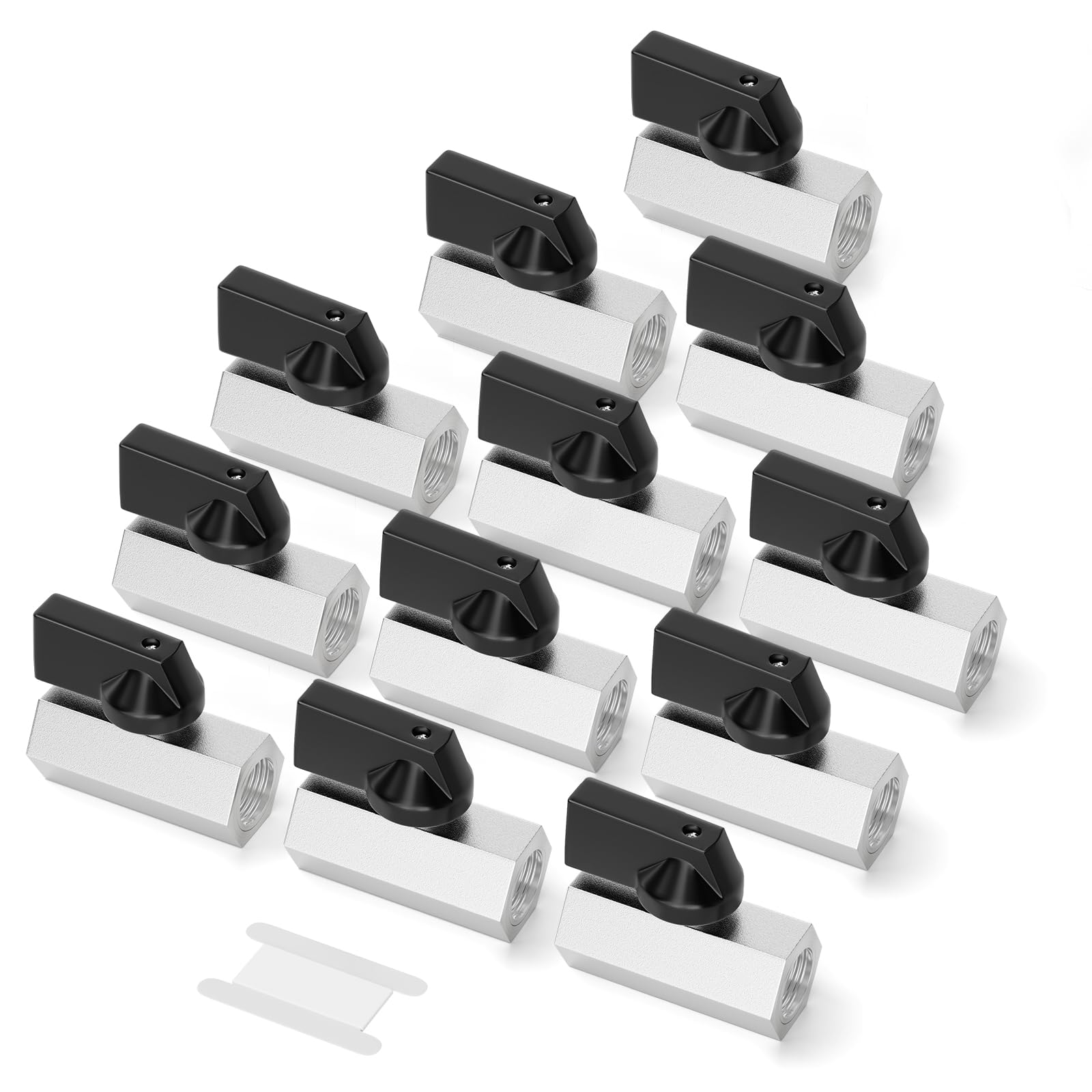 GASHER 12PCS 1/8"FNPT Nickel Plated Brass Mini Ball Valve
