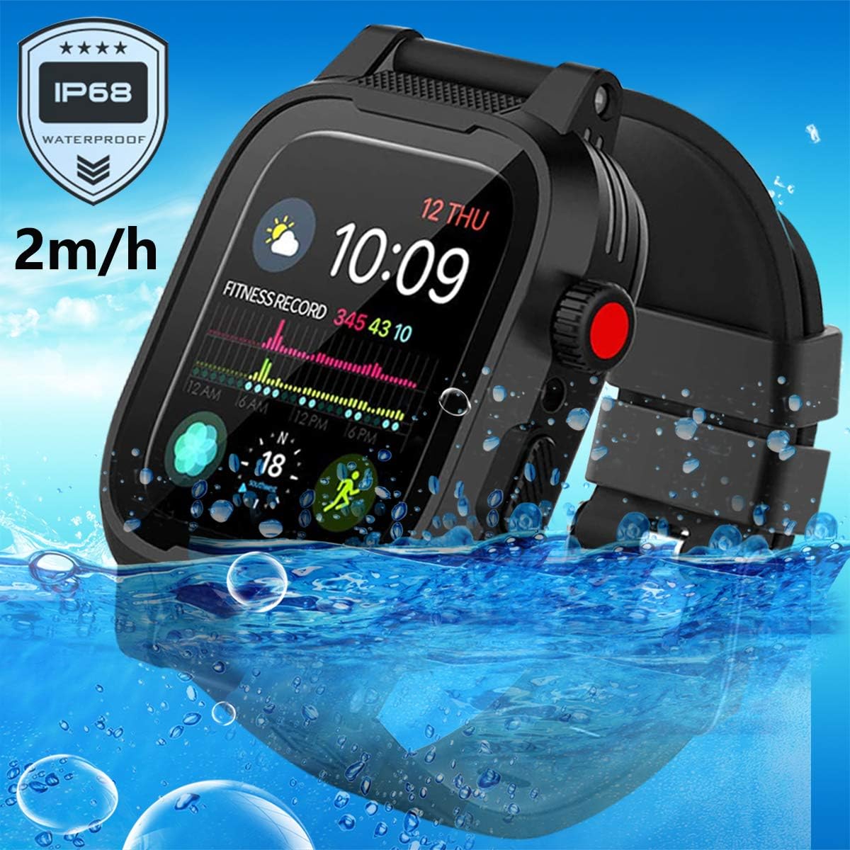 YOGRE Apple Watch 44mm Case Series 6/5/4/SE, Waterproof Protective Case with Built-in Screen Protector, Dustproof Shockproof Case for iWatch Series 6/5/4/SE