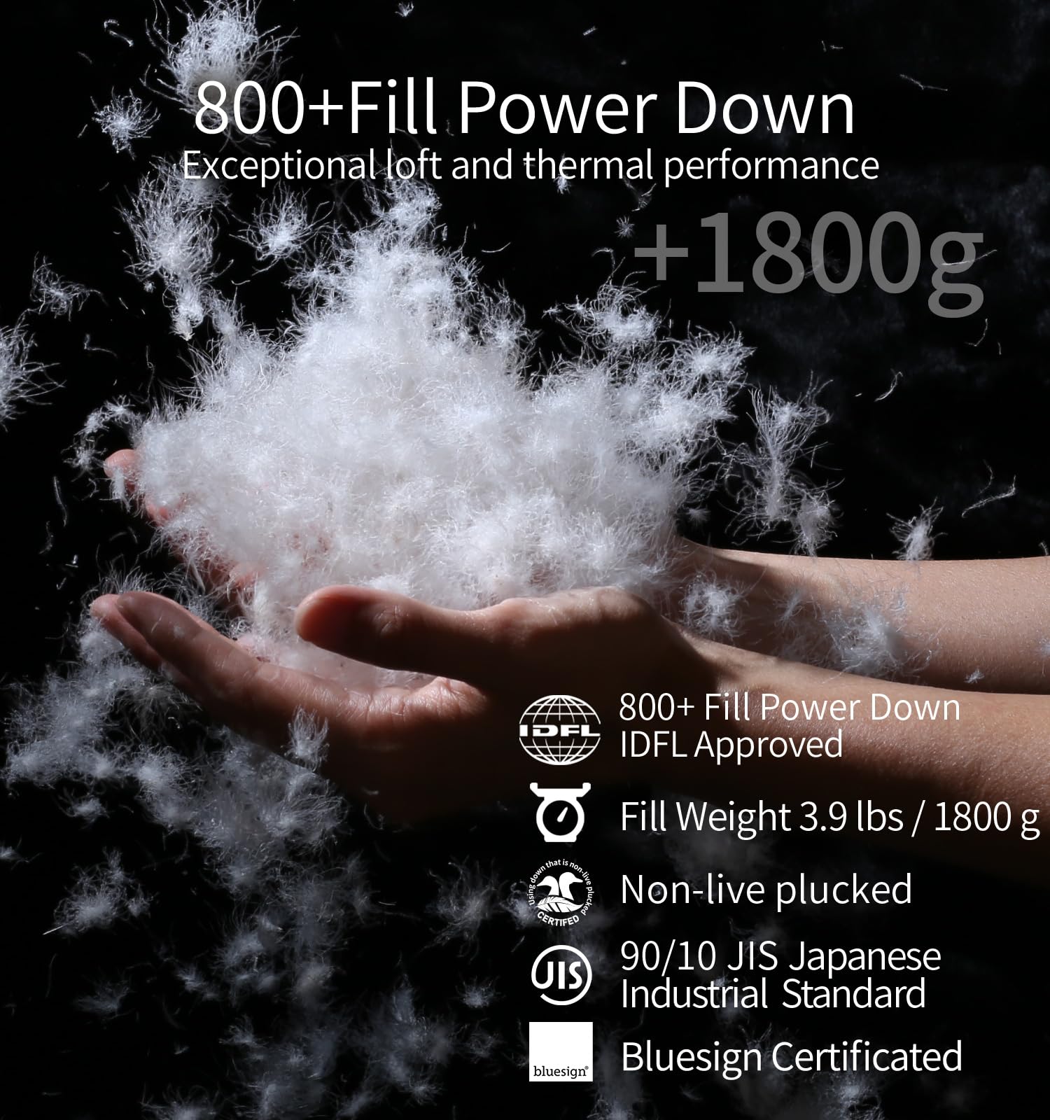 Litume Śpiwór -50°C lodowcowy - ekstremalne zimno, dół 800+ fill Power 1,8 kg, mumia o jakości wysyłkowej, wodoodporny nylon 20D, przetestowany na kemping zimowy i alpinizm.