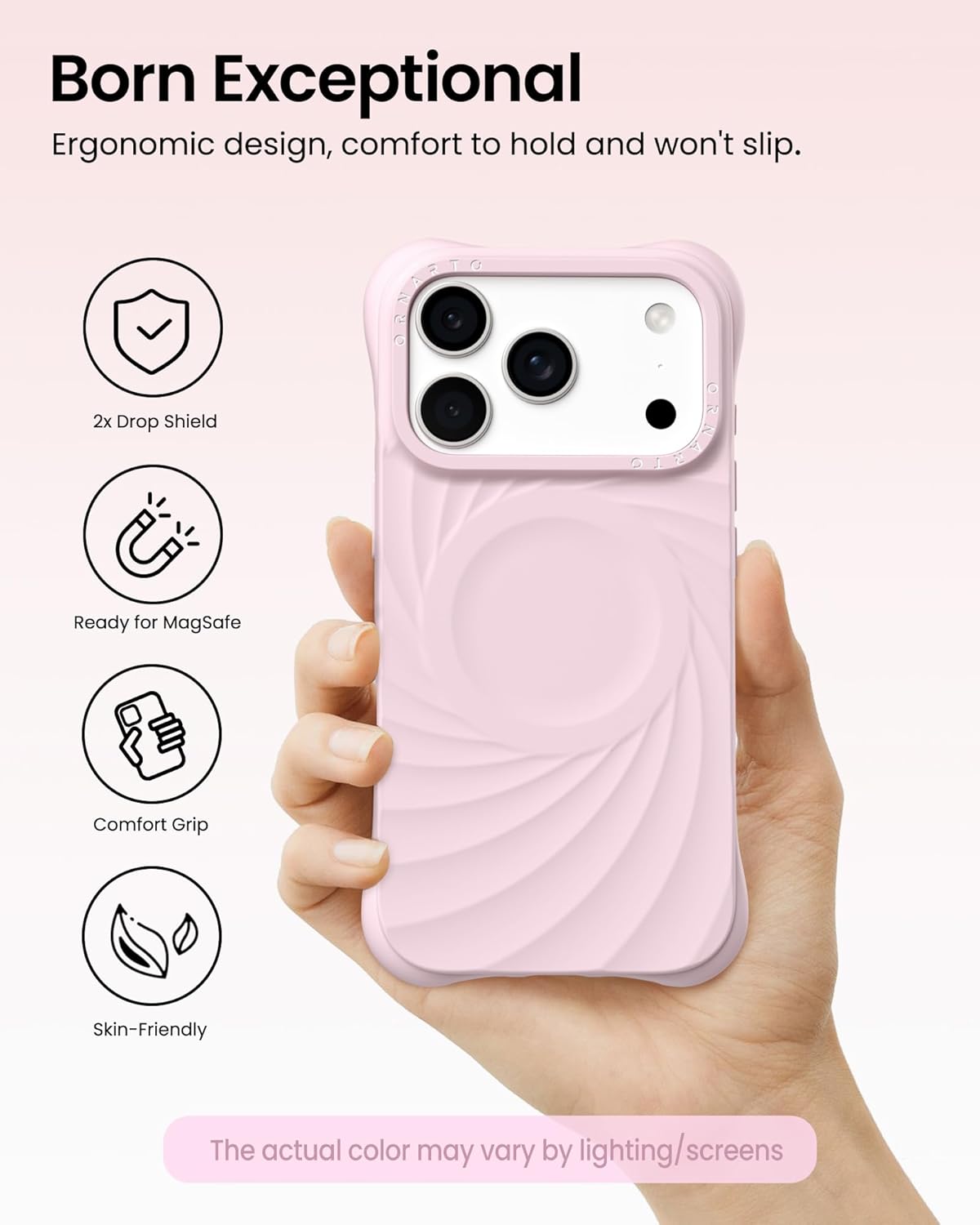 ORNARTO Vortuxe for iPhone 17 Pro Case 6.3" | 2X MIL-STD Protection | Camera Control Button | Compatible with MagSafe | Sleek Aesthetic Liquid Silicone Phone Cover | Pink Quartz - Image 5
