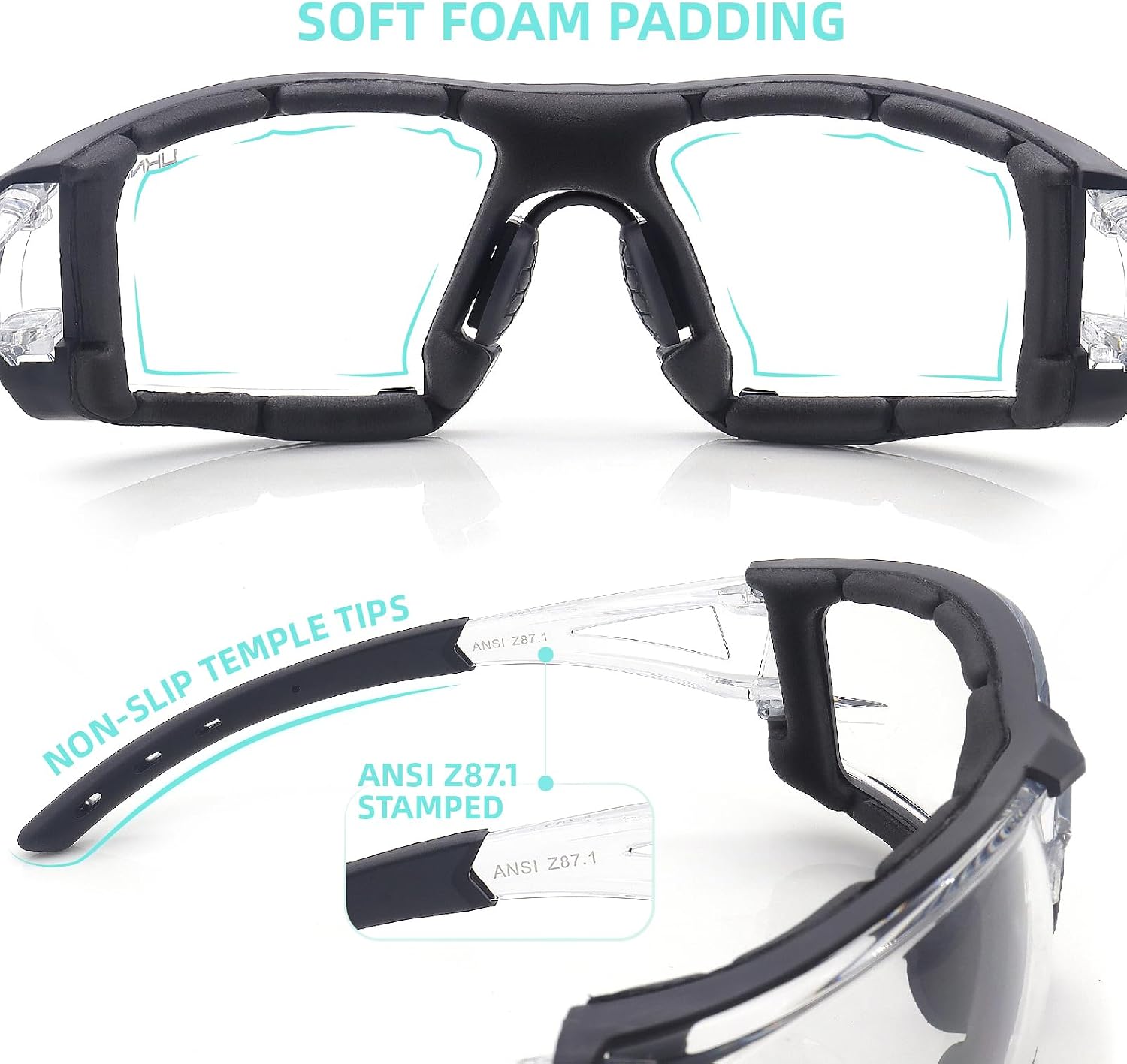 UKNOW Photochromic Safety Glasses, Scratch Resistant Transition Lenses, Removable Foam Gasket, ANSI Z87.1 Protective Eyewear