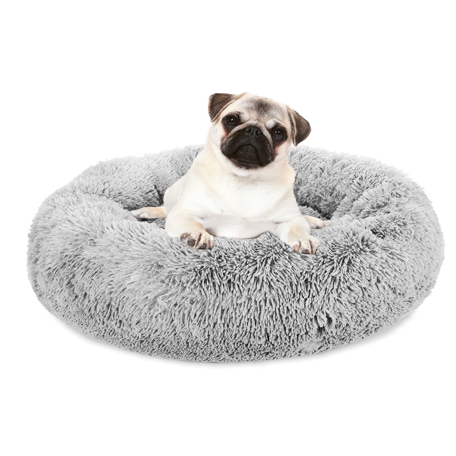 Plush Calming Dog Bed, Donut Dog Bed for Small Medium Large Dogs, Anti Anxiety Round Dog Bed, Soft Fuzzy Calming Bed for Dogs & Cats, Comfy Cat Bed, Marshmallow Cuddler Nest Calming Pet Bed