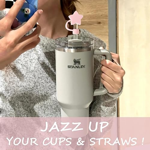 Miniatura 6 de 2 fundas de popote compatibles con vasos Stanley de 4030 onzas, protectores reutilizables de silicona para popotes de 0.4 pulgadas0.394 in