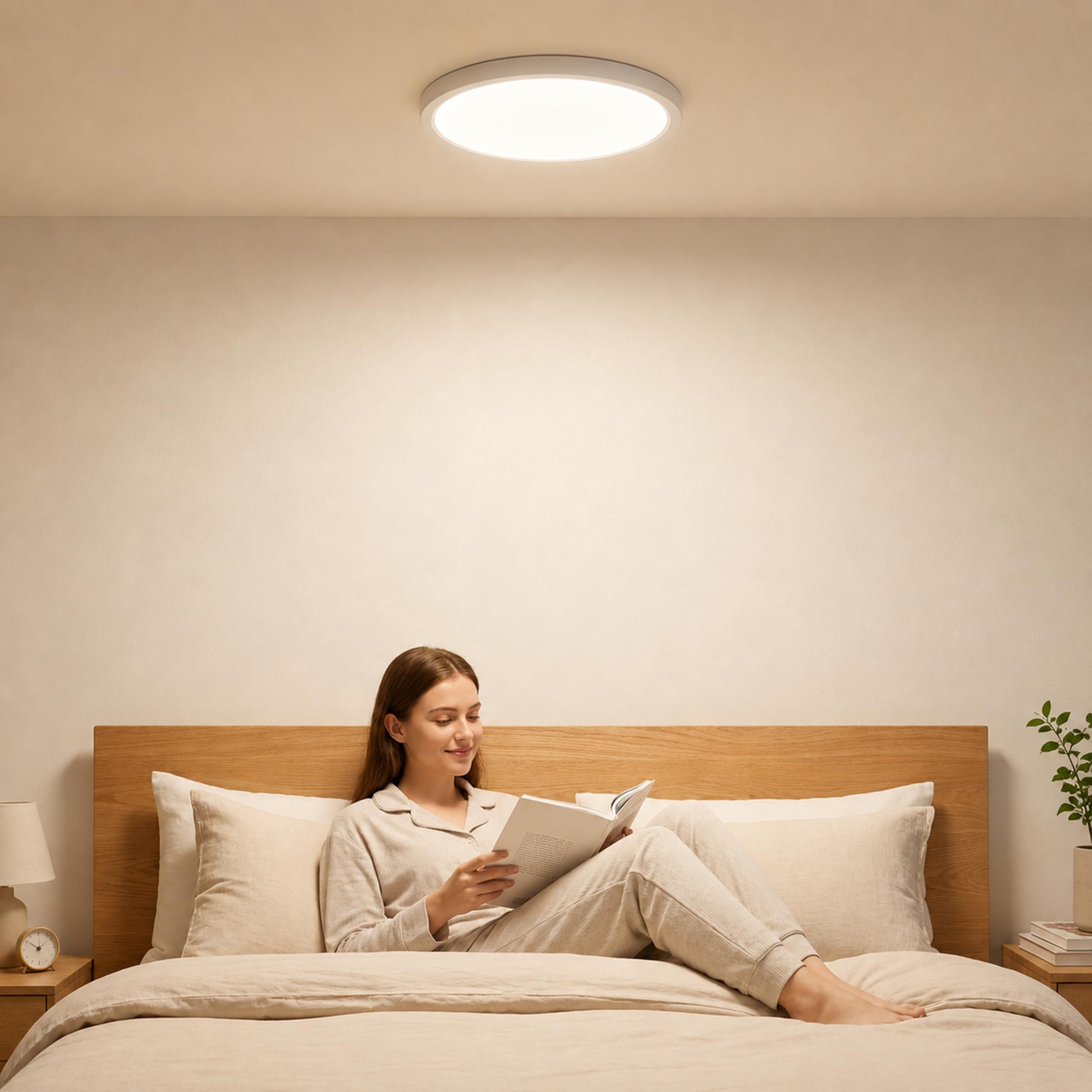 LQWELL® LED Plafoniera, IP44 Impermeabile Lampada da Bagno Rotonda Piatta 36W 4000K 3960LM Moderna Lampada Semplice Sottile per Soggiorno Camera da Letto Cucina Seminterrato Ufficio, 400 * 18mm