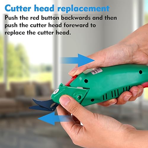 Vista 11 de MXBAOHENG WBT-2 Tijeras eléctricas inalámbricas para cortar tela/alfombra/esponja/cartón Tijera de fibra de vidrio con 2 cuchillas 5000mAh batería