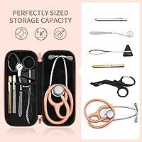 Vista 23 de Funda para estetoscopio Littmann Classic III, Lightweight II S.E de 3M, Acoustica Deluxe de MDF, Cardiology IV, espacio para tijeras médicas
