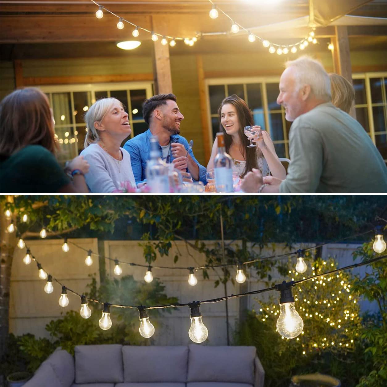 Mulin MU Guirnaldas Luces Exterior 5 Metros 10 Portalámparas Para Led E27 Negro Cable Impermeable Extensible Hasta 1000W IP54 Exterior Jardín Boda [Clase de eficiencia energética: A]