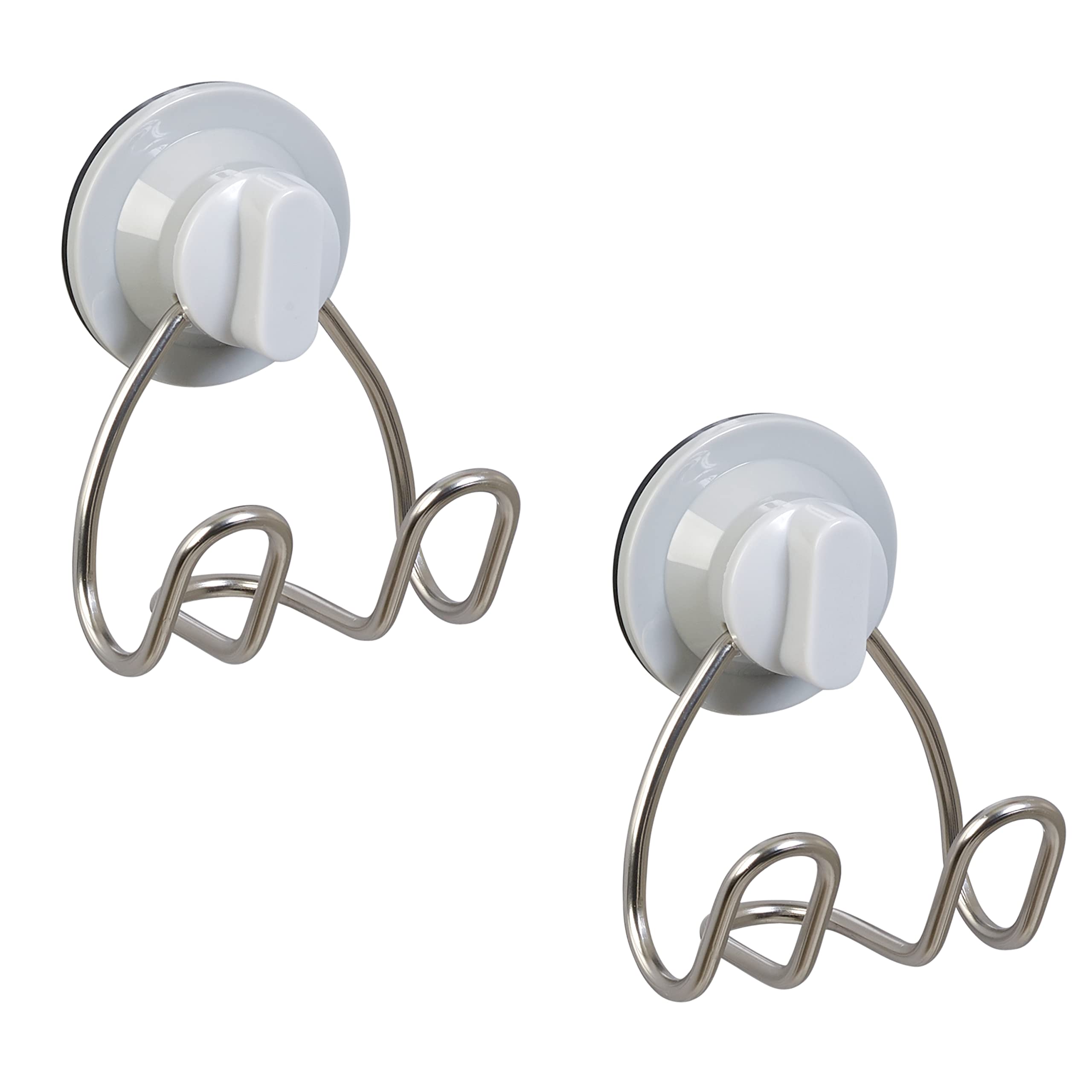 Zenna HomePower Grip Pro Rustproof Multi-Surface Dual Mount Shower Storage Hook, 2 Pack, Stainless Steel