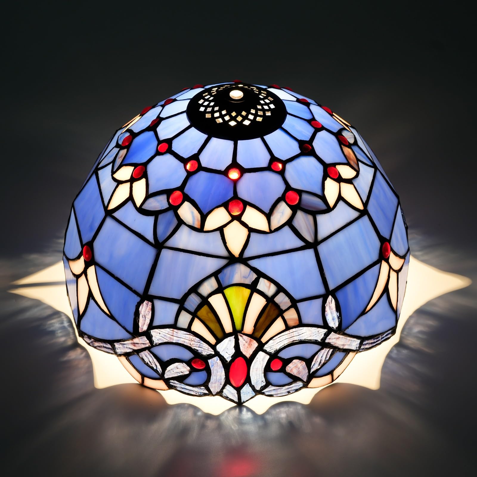 Abat-jour en vitrail de 30,5 cm, remplacement Tiffany, style baroque bleu vintage, pour lampe de plafond, lampe suspendue, lampe sur pied, lampe de table.